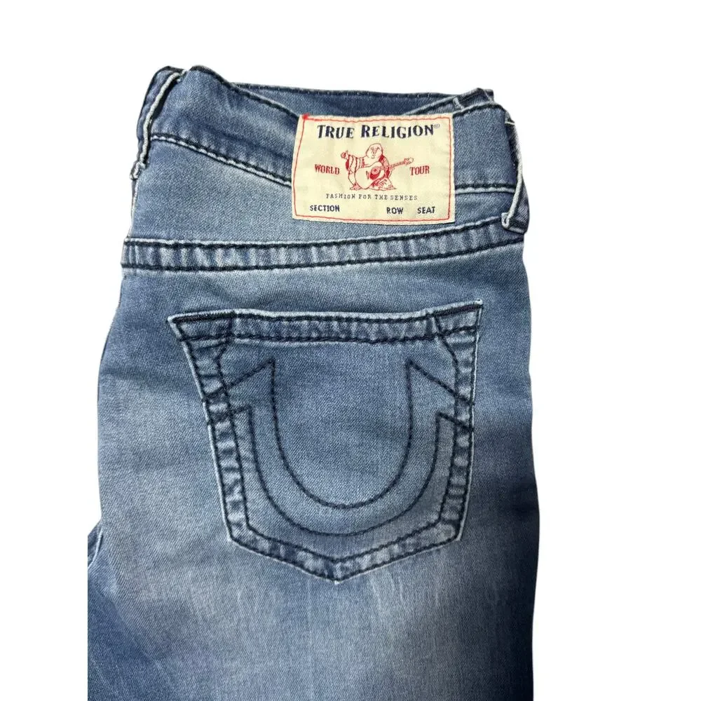 True Religion Straight Jeans Mens 36 Blue Denim Geno Relaxed Slim Fit Stretch